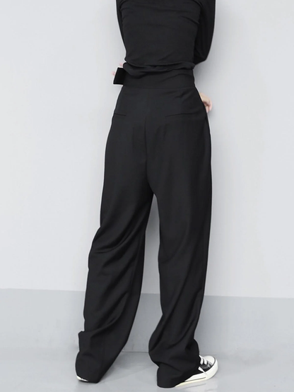 High-waist plooibroek voor dames – Wijde pijpen met relaxte pasvorm
