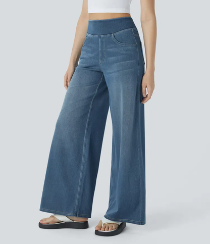 Dames Jeans – Wijduitlopend Model met Elastische Tailleband