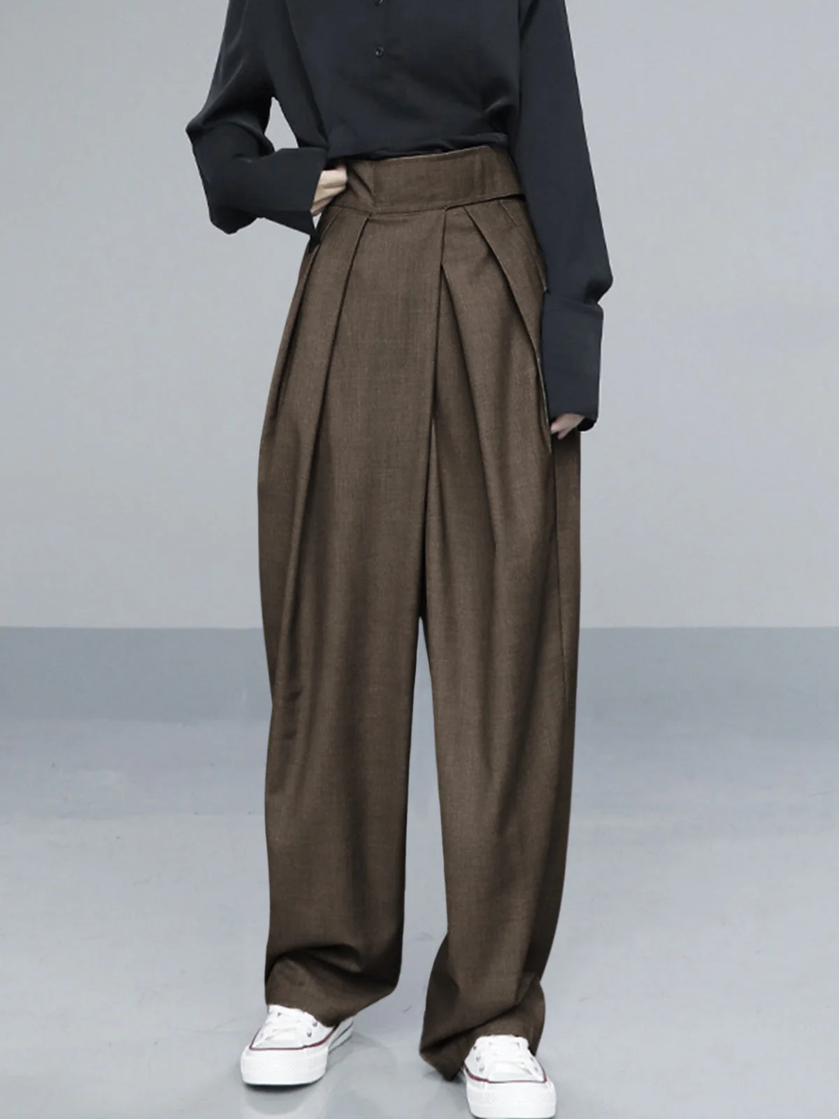 High-waist plooibroek voor dames – Wijde pijpen met relaxte pasvorm