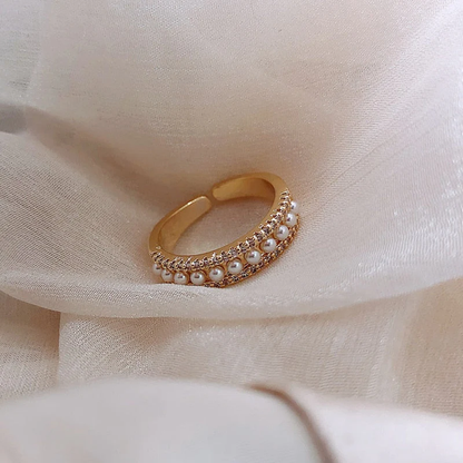 Dames Ring – Volledig Bezet met Fijne Steentjes in Dubbele Rij