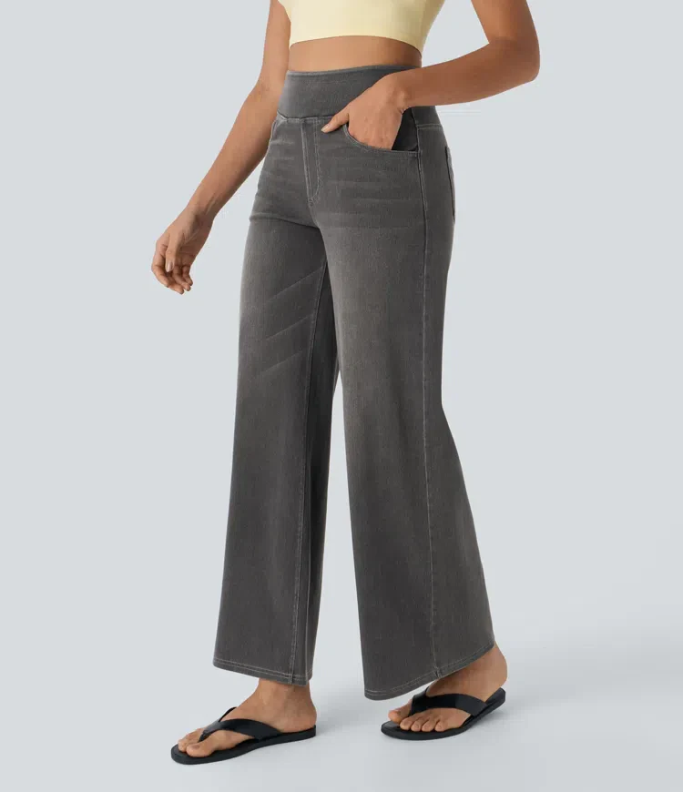 Dames Jeans – Wijduitlopend Model met Elastische Tailleband