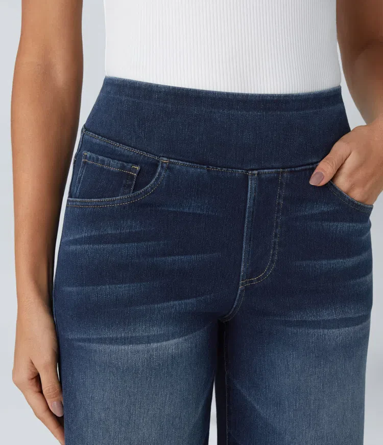 Dames Jeans – Wijduitlopend Model met Elastische Tailleband