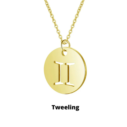 Dames Ketting – Ronde Hanger met Sterrenbeeld Gravure