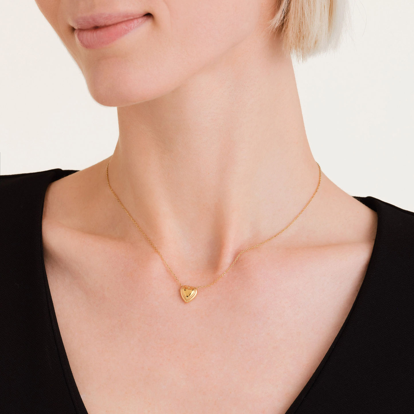 Dames Ketting – Fijne Ketting met Gelaagd Hartvormig Hanger