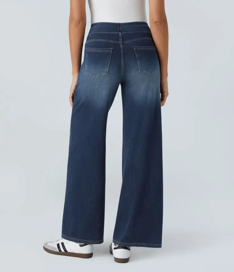 Dames Jeans – Wijduitlopend Model met Elastische Tailleband