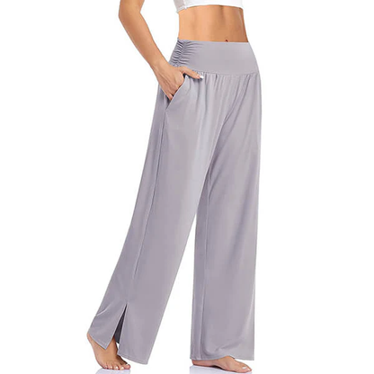 Dames Yogabroek - Wijde Pijpen - Hoge Taille - Split Detail
