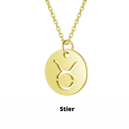 Dames Ketting – Ronde Hanger met Sterrenbeeld Gravure