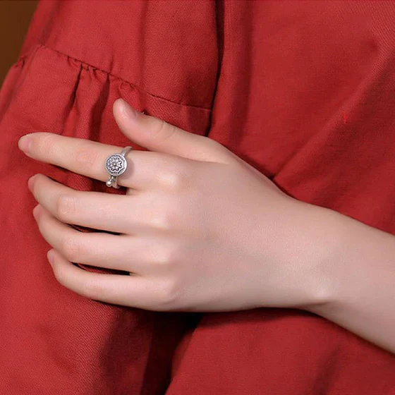 Dames Ring – Verstelbare Mantra Ring met Gravure en Hanger