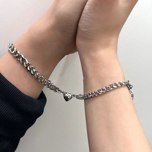 Dames Armbandenset – Twee Schakelarmbanden met Hartsluiting