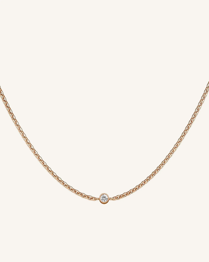 Dames ketting met fijn schakeldesign – Minimalistische halsketting met centrale steen
