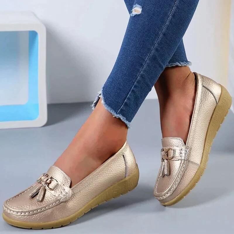 Dames Instappers - Mocassin Stijl - Antislip Zool - Kwastdetail - Casual