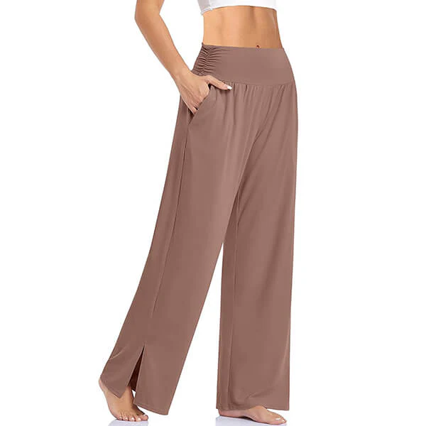Dames Yogabroek - Wijde Pijpen - Hoge Taille - Split Detail