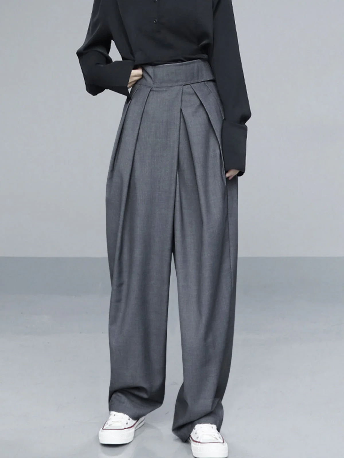 High-waist plooibroek voor dames – Wijde pijpen met relaxte pasvorm
