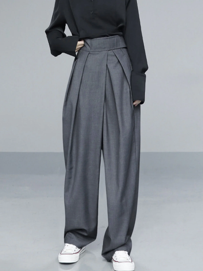 High-waist plooibroek voor dames – Wijde pijpen met relaxte pasvorm