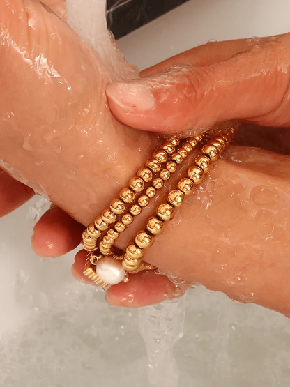Dames armbanden met bolkralen – Elastische kralenarmbanden in set