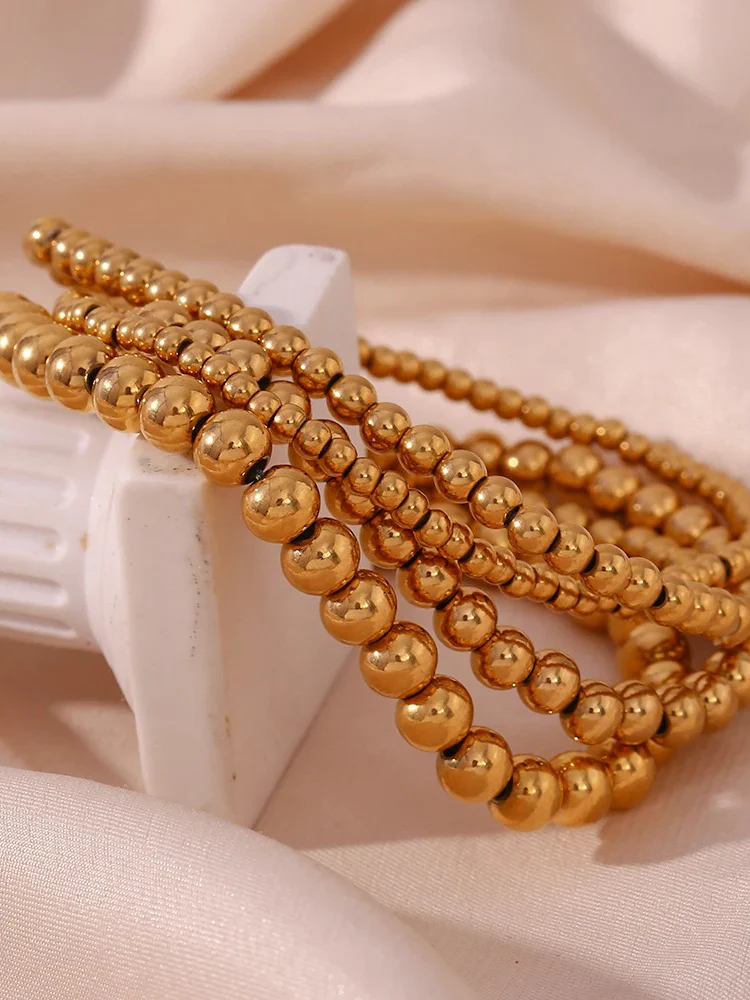 Dames armbanden met bolkralen – Elastische kralenarmbanden in set