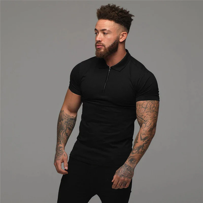 Slim Fit Polo Heren – Korte Mouwen met Ritskraag