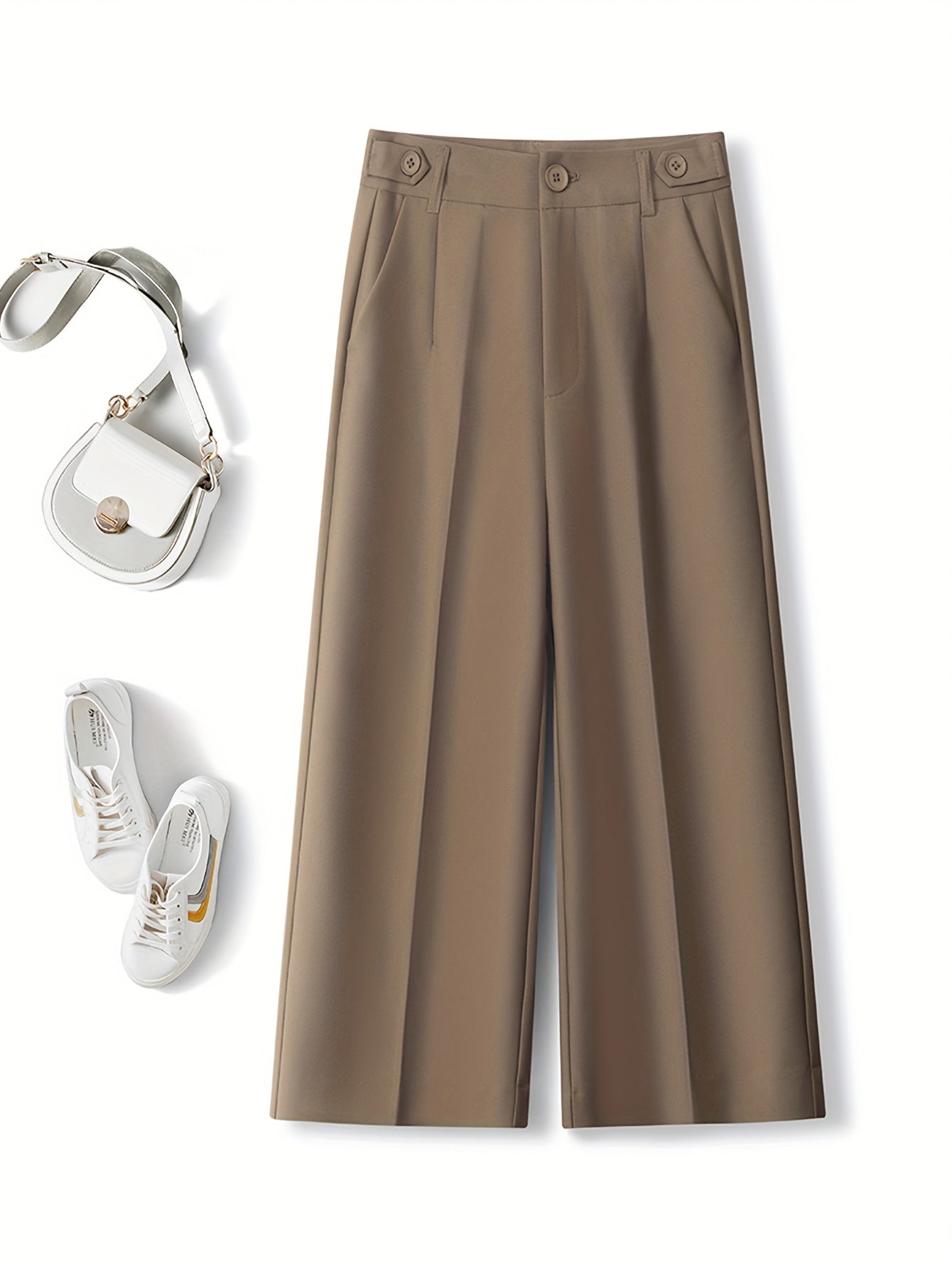 Dames broek – Culotte met hoge taille en knoopdetails