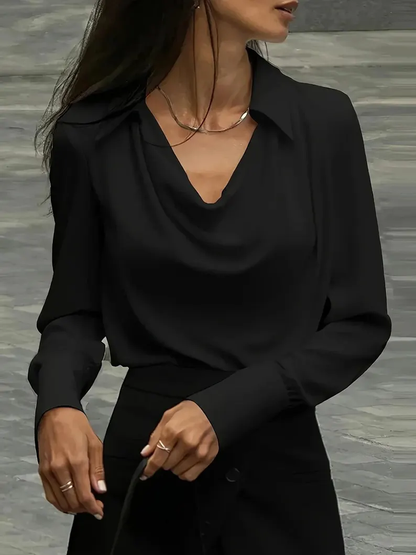 Celeste – Satijnen Blouse met Watervalhals
