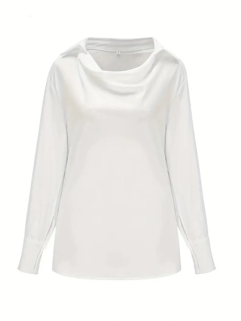 Celeste – Satijnen Blouse met Watervalhals