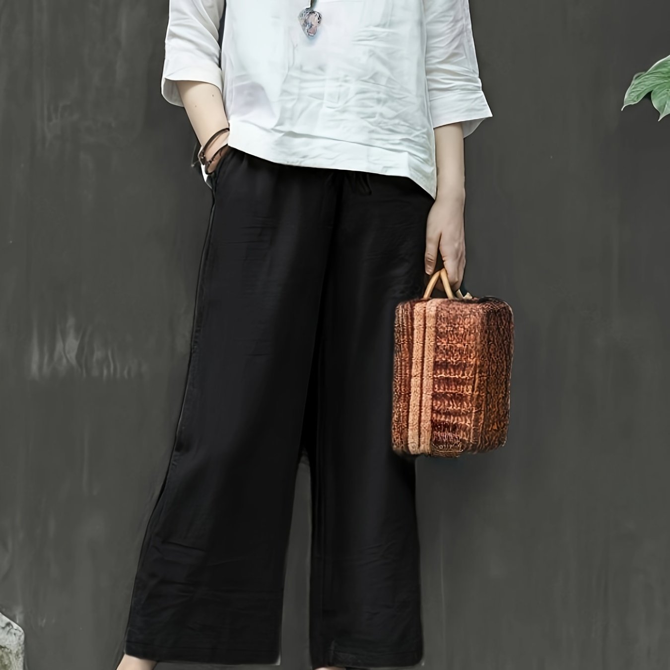 Dames Broek – Wijde Culotte met Gevouwen Details en Hoge Taille