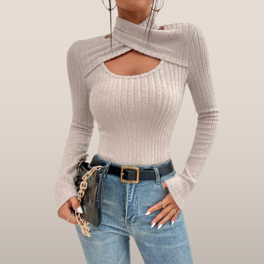Mira – Ribtop met Asymmetrische Halslijn