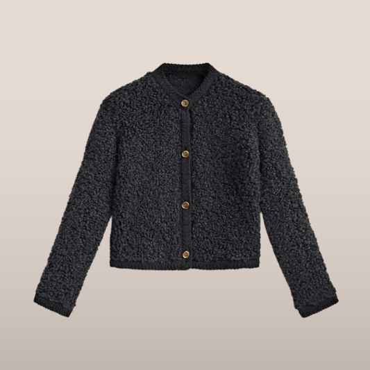 Tess – Teddy Vest met Goudkleurige Knopen