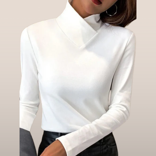 Isaline – Top met Asymmetrische Kraag