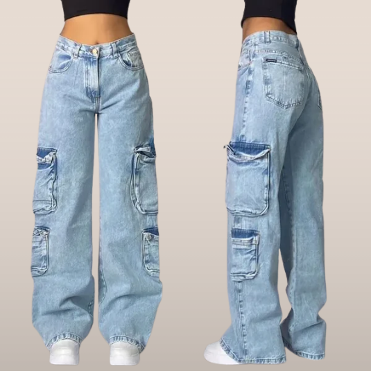 Nayla – Denim Cargo Jeans met Zakken