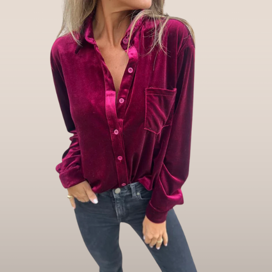 Noura – Losvallende Fluwelen Blouse
