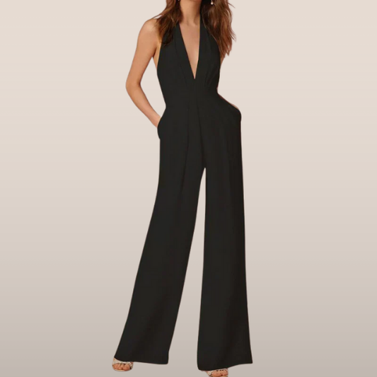 Jumpsuit Dames – Mouwloos Palazzo Model met Diepe Halslijn
