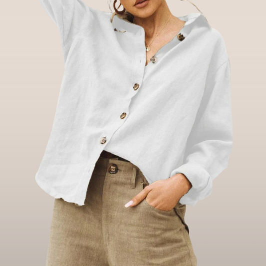 Linnen Blouse met Knoopsluiting – Casual Losvallend Model