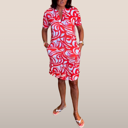 Jurk met Abstracte Print – Zomers Comfort in Casual Stijl
