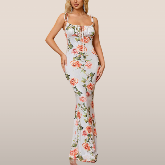 Lange Jerseyjurk met Rozenprint – Elegante Zomerjurk