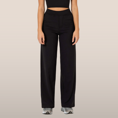 High-Waist Pantalon met Wijde Pijpen – Elastische Tailleband