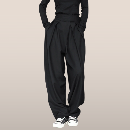 High-waist plooibroek voor dames – Wijde pijpen met relaxte pasvorm