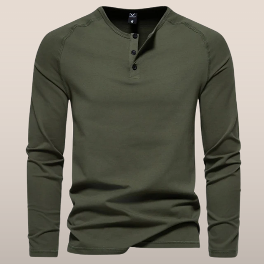 Heren Henley longsleeve – Lange mouwen en knoopsluiting bij de hals