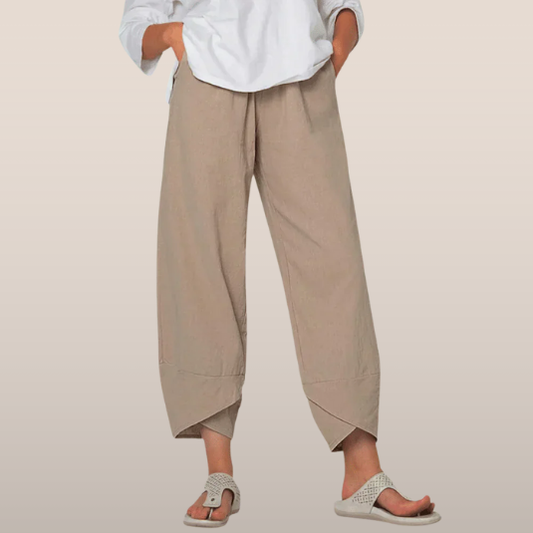 Linnen broek – Relaxed fit met asymmetrische zoom