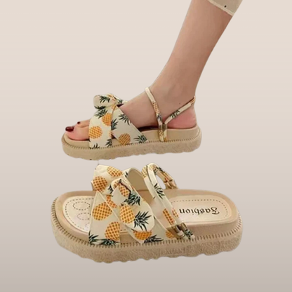Sandalen – Ribbelband met knoopdetail en plateauzool