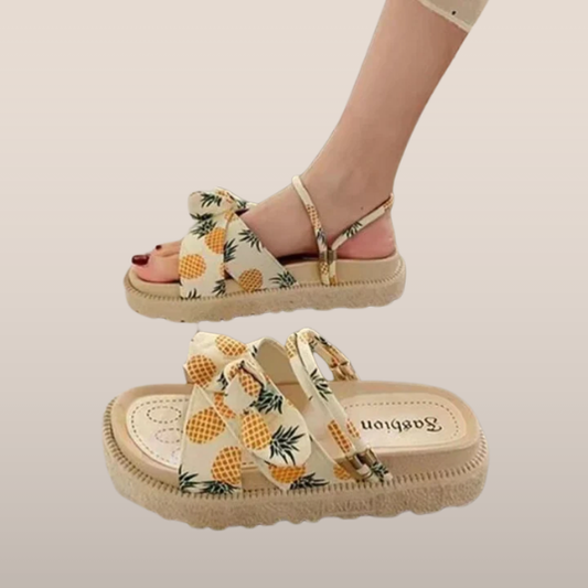 Sandalen – Ribbelband met knoopdetail en plateauzool