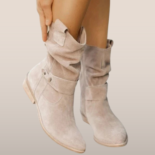 Enkellaarsjes Dames – Suède Look met Slouchy Schacht
