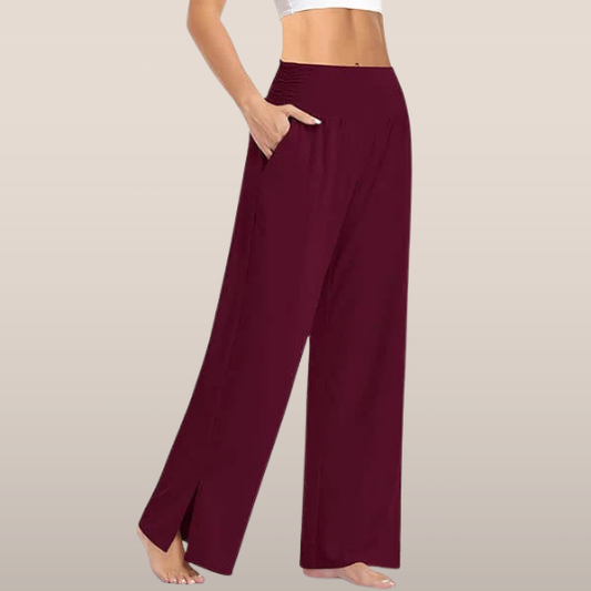 Dames Yogabroek - Wijde Pijpen - Hoge Taille - Split Detail