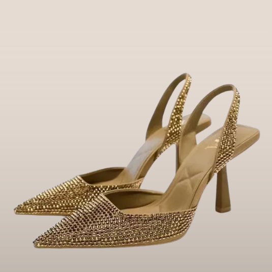 Dames Slingback Hakken met Puntige Neus – Luxe Design met Fonkelende Strass