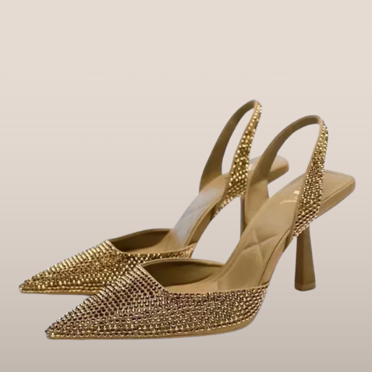 Dames Slingback Hakken met Puntige Neus – Luxe Design met Fonkelende Strass