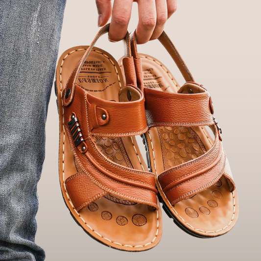 Dames Leren Sandalen met Open Teen – Ademend Ontwerp en Rubberen Zool