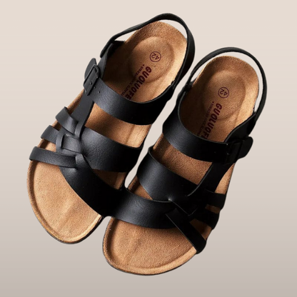 Dames Sandalen met Gesp – Leren Bovenwerk en Ergonomisch Voetbed