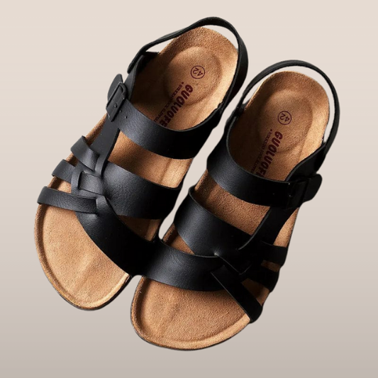Dames Sandalen met Gesp – Leren Bovenwerk en Ergonomisch Voetbed