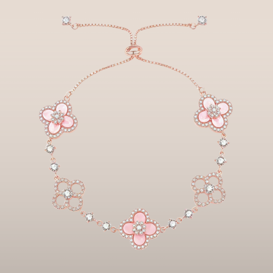 Dames Armband met Bloemen en Kristallen – Verstelbaar Design