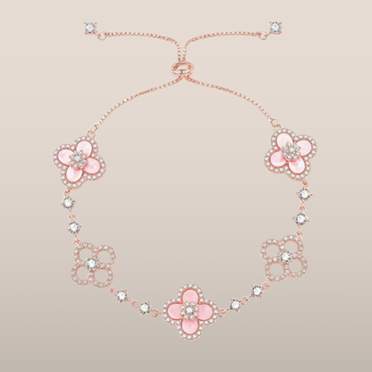 Dames Armband met Bloemen en Kristallen – Verstelbaar Design
