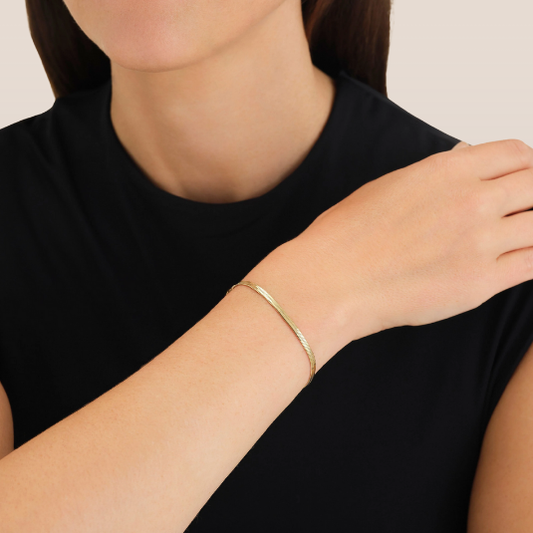 Dames armband met platte slangenschakel – Verfijnde armband met verstelbare sluiting